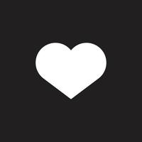 eps10 icône remplie de coeur vecteur blanc isolé sur fond noir. symbole d'amour solide dans un style moderne et plat simple pour la conception, le logo, le pictogramme et l'application mobile de votre site Web