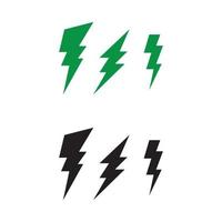 logo et symboles de l'icône de foudre vecteur électrique vert