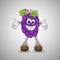 mascotte de raisin - illustration vectorielle de raisin drôle vecteur