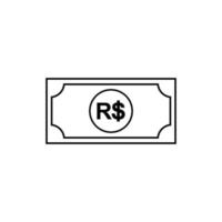 monnaie brésilienne, brl, symbole d'icône réelle brésilienne. illustration vectorielle vecteur