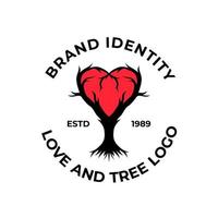 les brindilles aiment le logo. logo arbre et amour. arbre en forme de logo d'amour. silhouette d'une branche d'arbre en forme de coeur. branche d'arbre en forme de coeur. vecteur