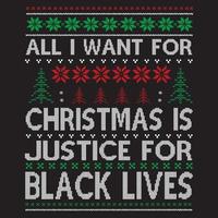 tout ce que je veux pour noël c'est la justice pour les vies noires vecteur