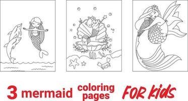 jeu de dessin animé de page de coloriage de poupées sirène. page de livre de coloriage avec modèle coloré pour les enfants. illustration vectorielle isolée. livre de coloriage sirène. vecteur