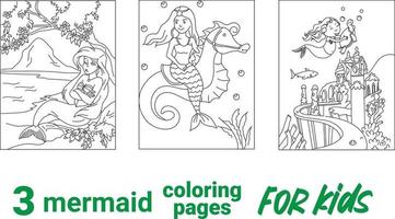 jeu de dessin animé de page de coloriage de poupées sirène. page de livre de coloriage avec modèle coloré pour les enfants. illustration vectorielle isolée. livre de coloriage sirène. vecteur