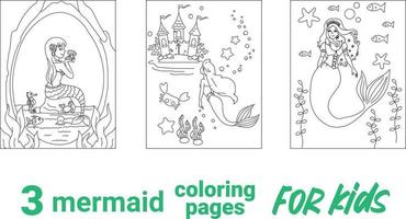 jeu de dessin animé de page de coloriage de poupées sirène. page de livre de coloriage avec modèle coloré pour les enfants. illustration vectorielle isolée. livre de coloriage sirène. vecteur