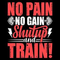 typographie gym fitness citation conception de t-shirt, citations de motivation pour l'entraînement, élément de musculation vecteur
