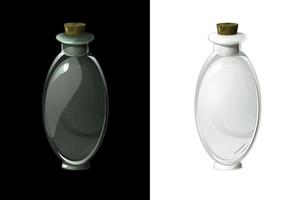 flacon transparent vide pour potion magique pour les jeux d'interface utilisateur. ensemble d'illustrations vectorielles de bouteilles en verre pour liquide. vecteur