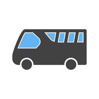 bus sur l'icône bleue et noire de glyphe d'aéroport vecteur