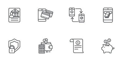 ensemble d'icônes bancaires en ligne. éléments de vecteur de symbole de pack bancaire en ligne pour le web infographique