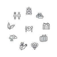 jeu d'icônes de jour de thanksgiving. thanksgiving jour pack symbole vecteur éléments pour infographie web