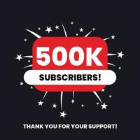 célébration de 500 000 abonnés merci réalisation vecteur