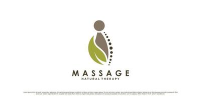 inspiration de conception de logo de massage chiropratique avec concept d'os et vecteur premium d'élément créatif