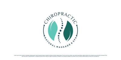 inspiration de conception de logo de massage chiropratique avec concept d'os et vecteur premium d'élément créatif