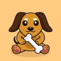 illustration vectorielle premium de chien mignon portant un os vecteur