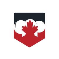 modèle de conception de logo vectoriel de chef canadien. feuille d'érable avec logo d'icône de chapeau de chef.