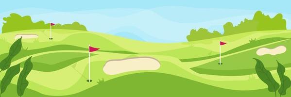 illustration vectorielle de parcours de golf. terrain d'activité sportive populaire. vecteur