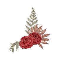composition moderne de fleurs séchées. bouquet bohème. illustration vectorielle dessinés à la main vecteur