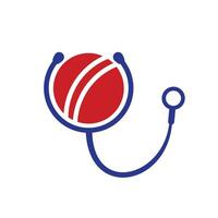 création de logo vectoriel de stéthoscope de cricket. concept de logo de santé et de soins sportifs.