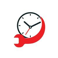 création de logo vectoriel de temps de service. modèle de conception de logo de temps de réparation.