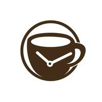 création de logo vectoriel de temps de café. conception de concept d'horloge de tasse de café.