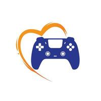 modèle de conception de logo vectoriel de jeux d'amour. illustration vectorielle d'une combinaison d'un coeur avec un joystick de jeu.