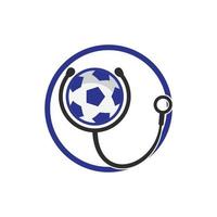 création de logo vectoriel de stéthoscope de football. concept de logo de santé et de soins sportifs.
