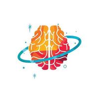 création de logo vectoriel cerveau planète. concept de logo intellectuel et intelligent.