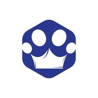 création de logo vectoriel pour animalerie du royaume. symbole de patte avec illustration vectorielle du logo de la couronne.