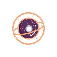 création de logo vectoriel donut planet. modèle de conception de logo de boulangerie unique.