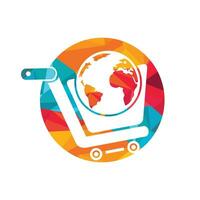 conception de logo de vecteur de panier d'achat de globe. concept de conceptions de logo de boutique en ligne.