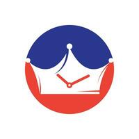 modèle de conception de logo vectoriel temps roi. couronne avec création de logo vectoriel icône horloge.