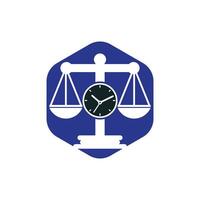 création de logo vectoriel de temps de loi. échelle avec création de logo vectoriel icône horloge.