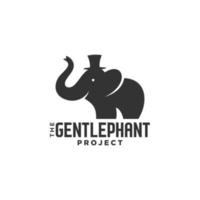 éléphant portant un chapeau comme une silhouette de vecteur de gentleman