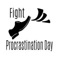 journée de lutte contre la procrastination, coup de pied symbolique pour une carte postale ou une affiche vecteur