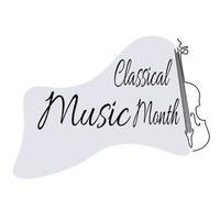 mois de la musique classique, silhouette d'instrument de musique à cordes pour affiche thématique vecteur