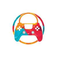 logo vectoriel de la boutique de jeux. motif. conception vectorielle d'icône de joystick de combinaison de sac à provisions.