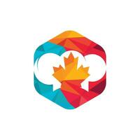modèle de conception de logo vectoriel de chef canadien. feuille d'érable avec logo d'icône de chapeau de chef.