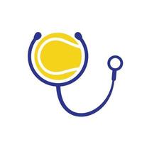 création de logo vectoriel de stéthoscope de tennis. concept de logo de santé et de soins sportifs.