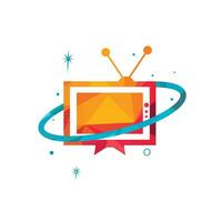 création de logo vectoriel planet tv. médias et divertissement, concept de logo de télévision.