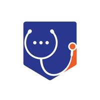 chat médical et création de logo vectoriel de conversation. médecin aide et consulte le concept de logo.