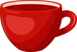 tasse rouge avec thé ou café vecteur