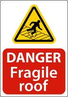 signe de toit fragile danger sur fond blanc vecteur