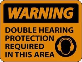 Panneau de protection auditive double avertissement sur fond blanc vecteur