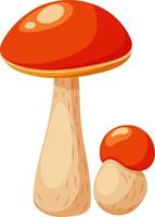 tremble, champignon rouge, champignons d'automne, grands et petits champignons en style cartoon vecteur