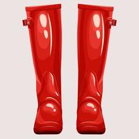 bottes en caoutchouc rouge vif, bottes par temps de pluie, bottes d'automne vecteur