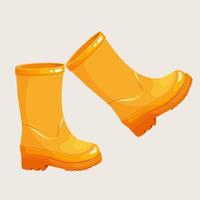 bottes en caoutchouc jaune, bottes d'automne pour enfants vecteur