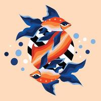 illustration du cubisme du zodiaque poissons vecteur