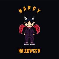 Joyeux Halloween. personnage de dessin animé de vampire masqué, jeu d'illustrations vectorielles vecteur