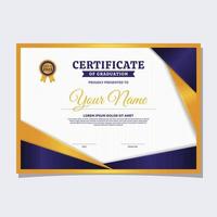 certificat de réussite en or violet modèle d'impression scolaire vecteur