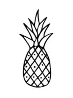 icône de symbole d'ananas. doodle ananas noir et blanc dessiné à la main vecteur